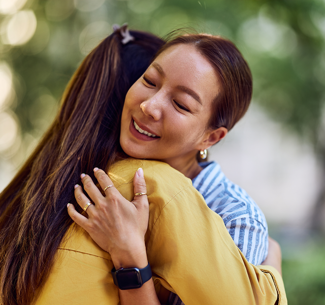 two women hugging