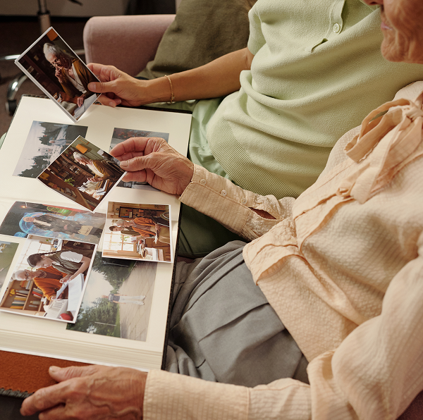people looking at photos
