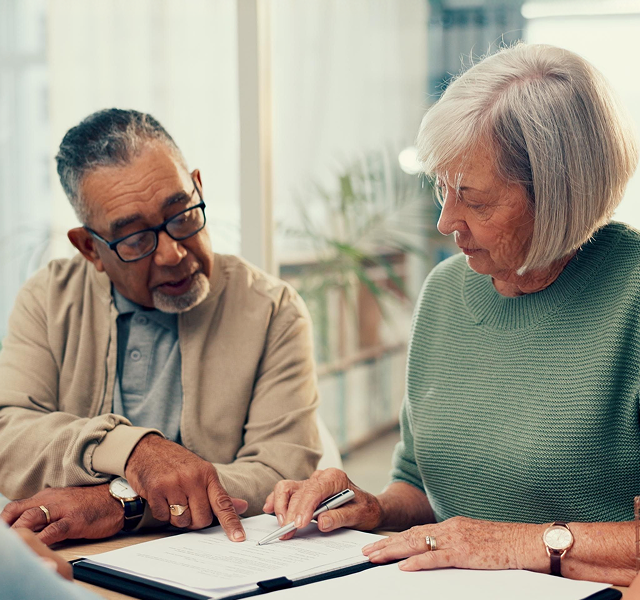 two people looking at document